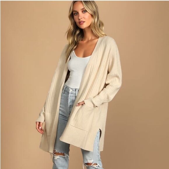 Lulu's Sweaters - Lulus Ribbed Sweater Duster Cardigan Size Small